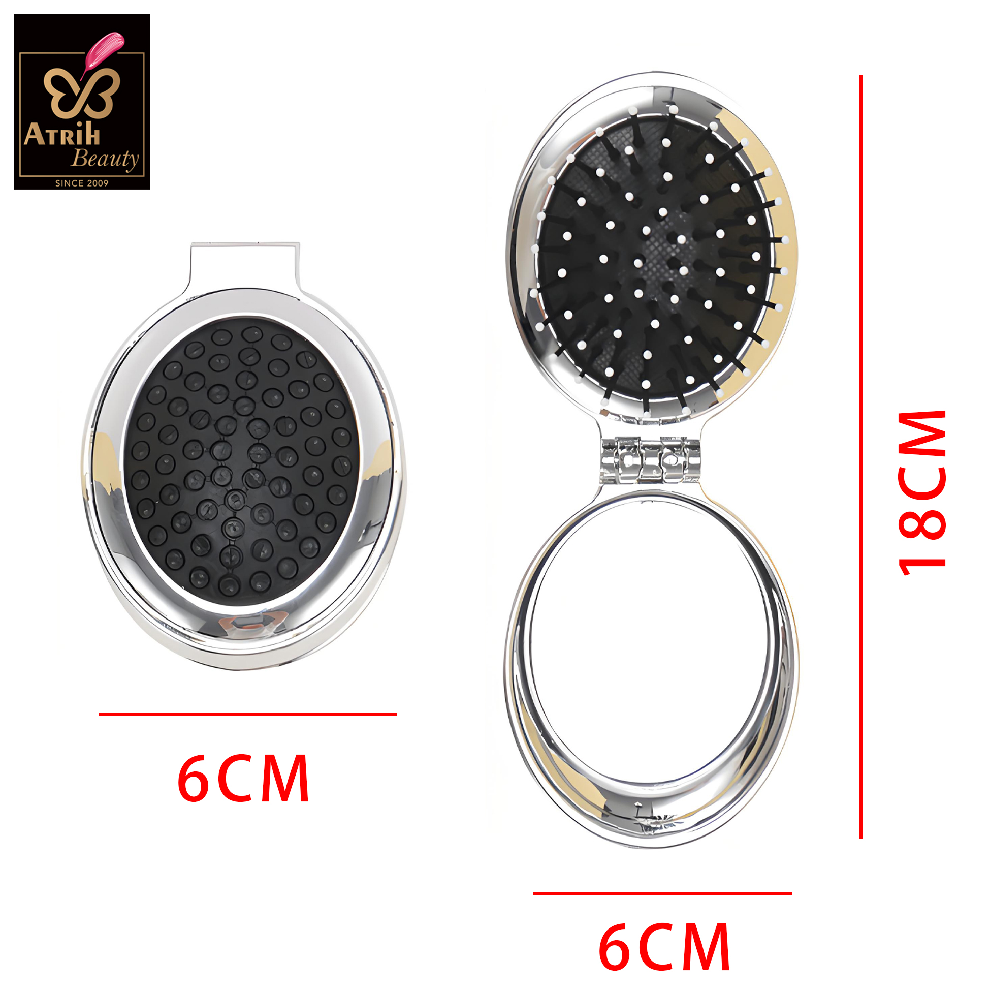Beauty Compact Hair Brush with Mirror