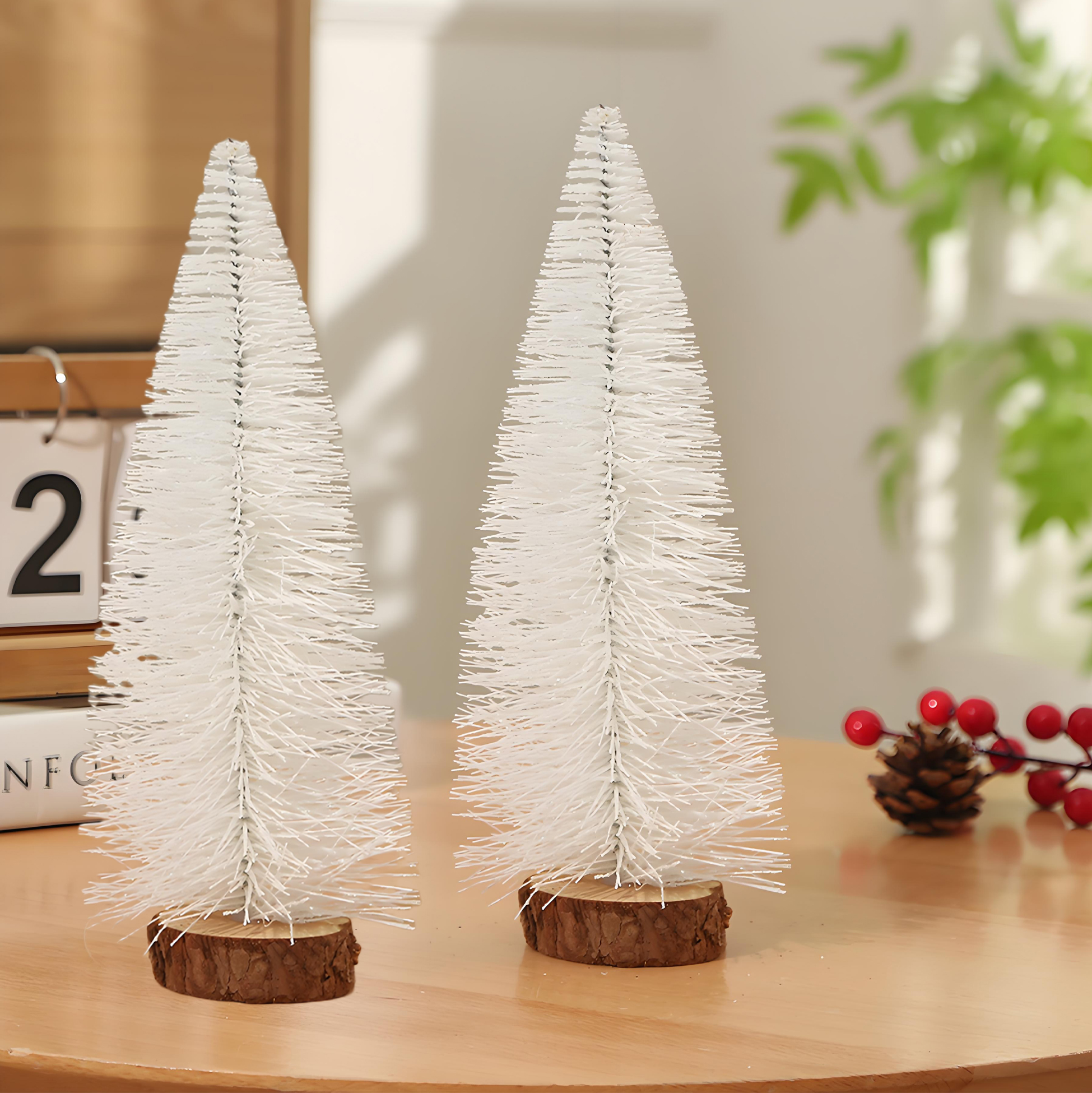 White Artificial Christmas Tree with Log Base