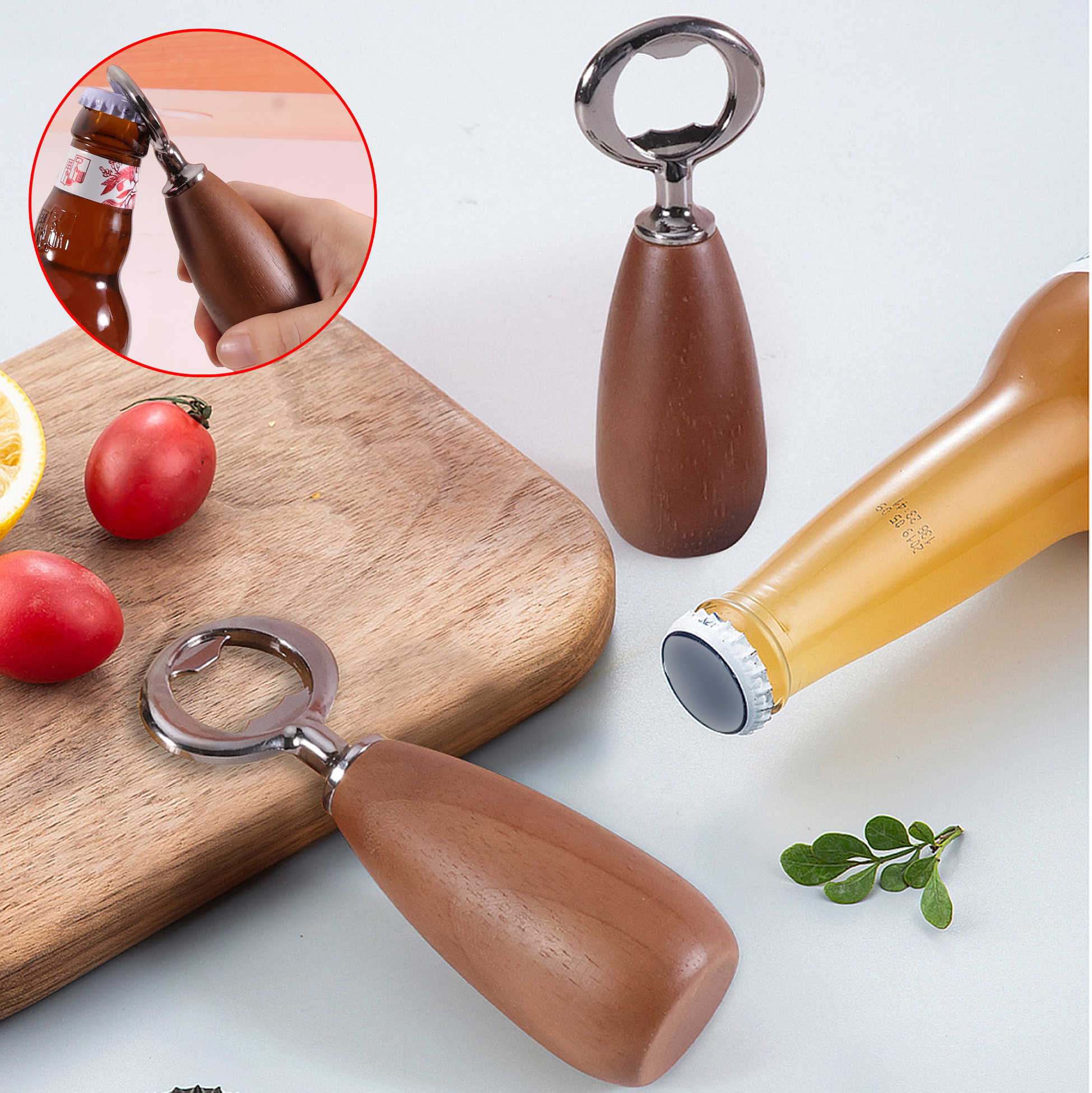 Rubber Wood Handled Bottle Opener