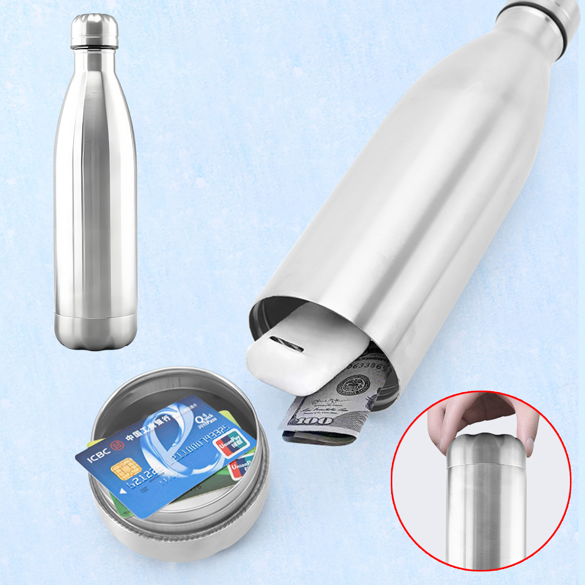 Stainless Steel Dual - Compartment Water Bottle