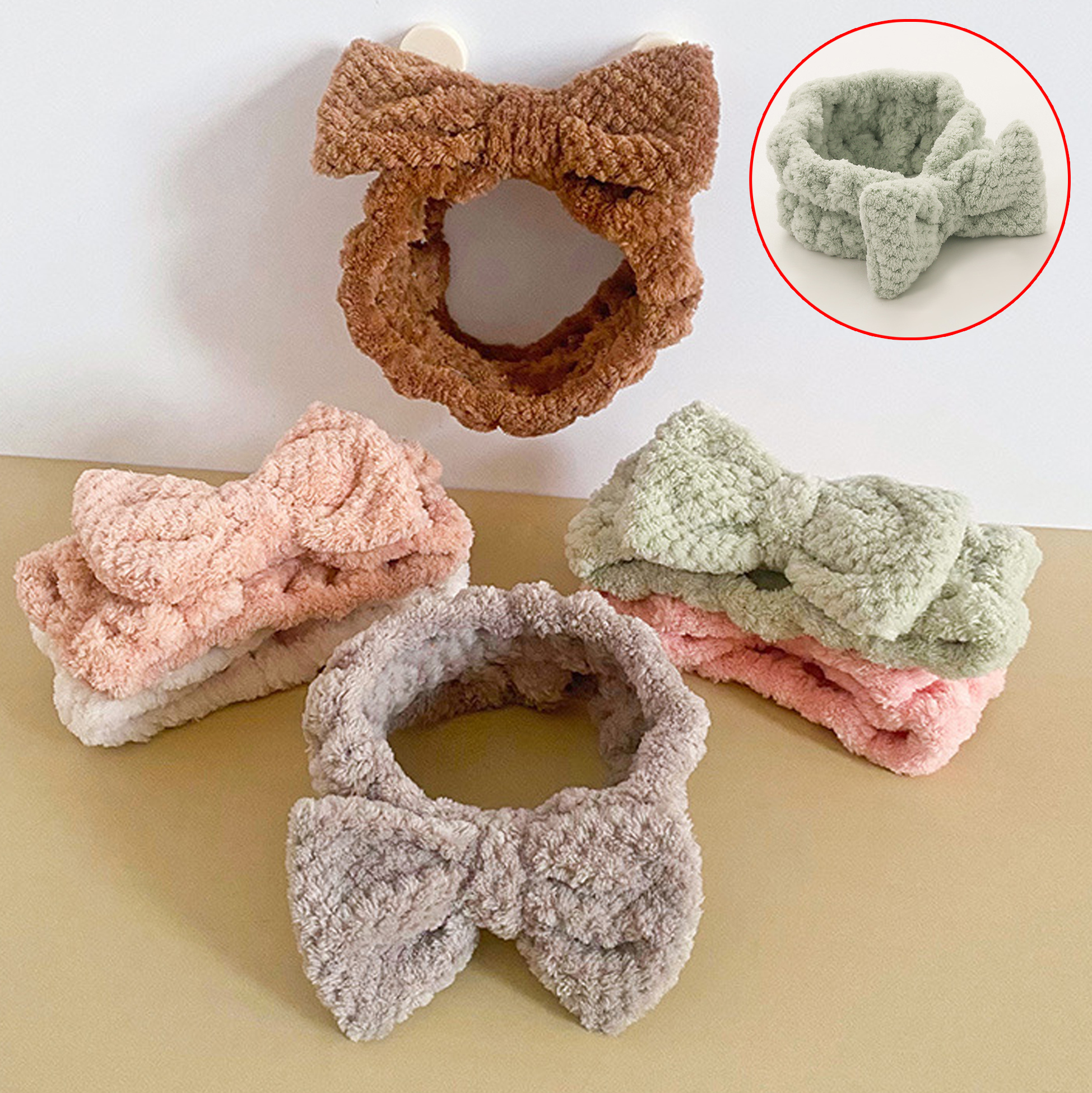 Soft Fuzzy Pink Bow Headband