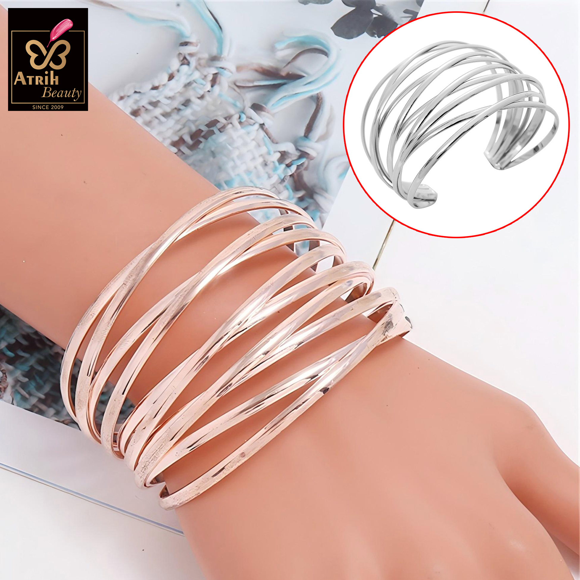 Tone Multi Strand Cuff Bracelet 