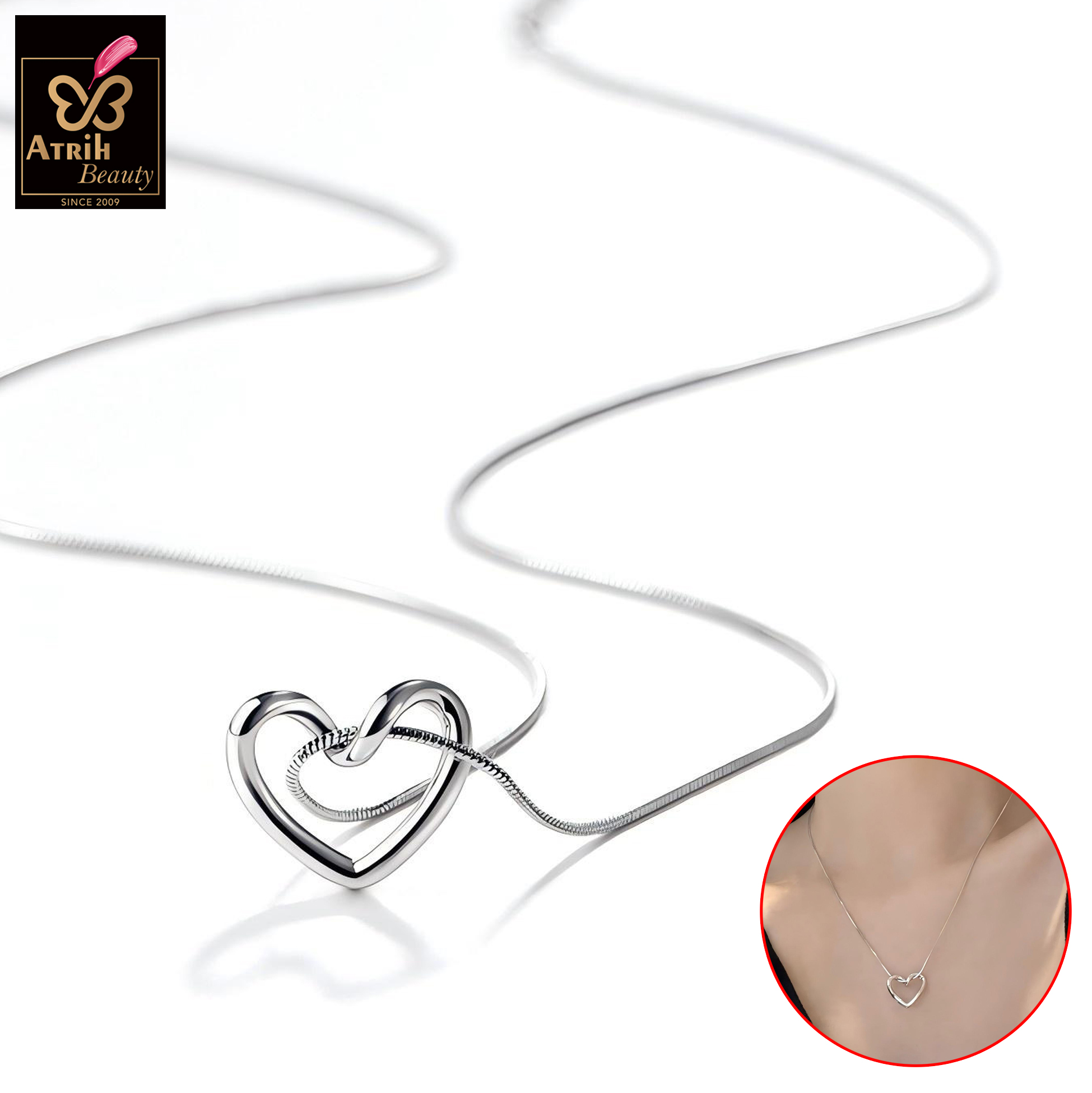 Sterling Silver Heart Shaped Pendant Necklace