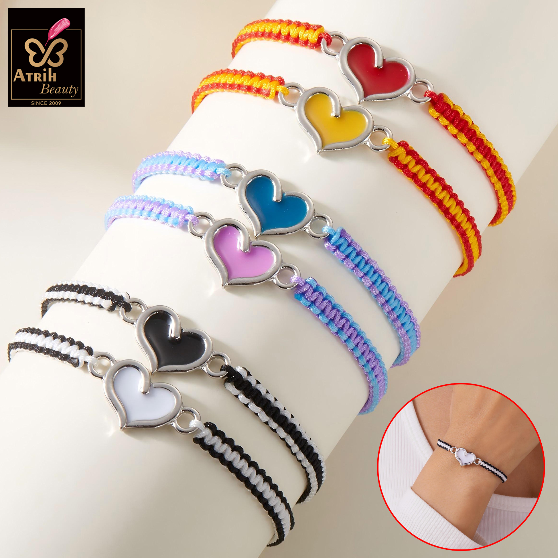 Adjustable Heart Shaped Charm Friendship Bracelets