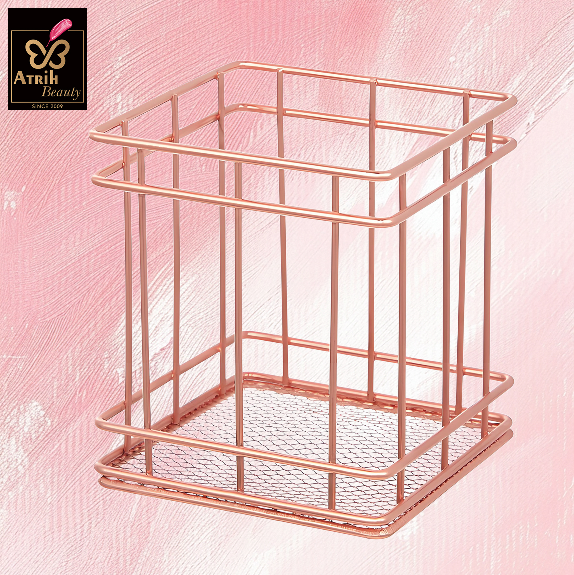 Rose Gold Iron Makeup Brush Organizer