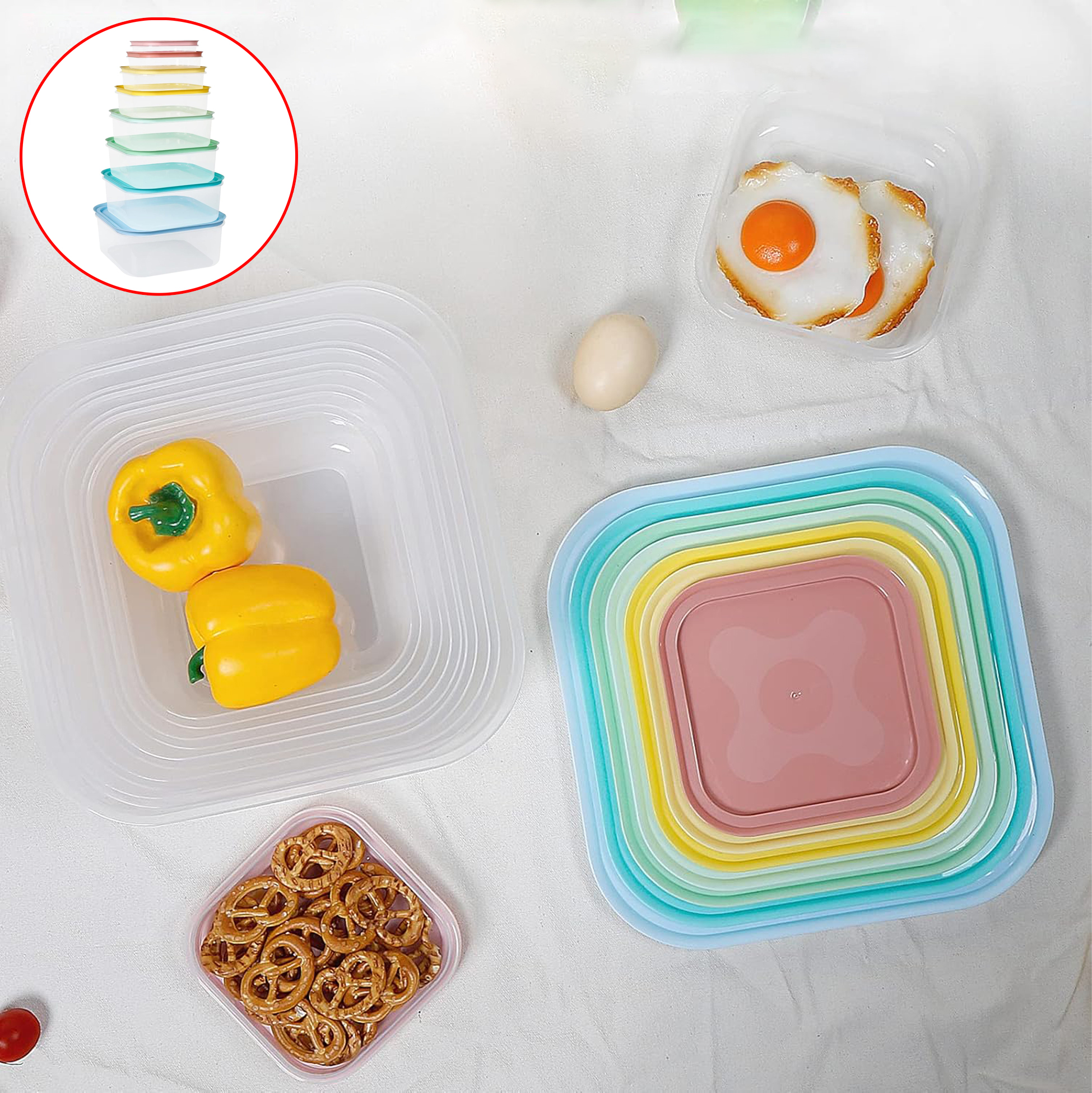 8 Piece Plastic Food Storage Bowl Set