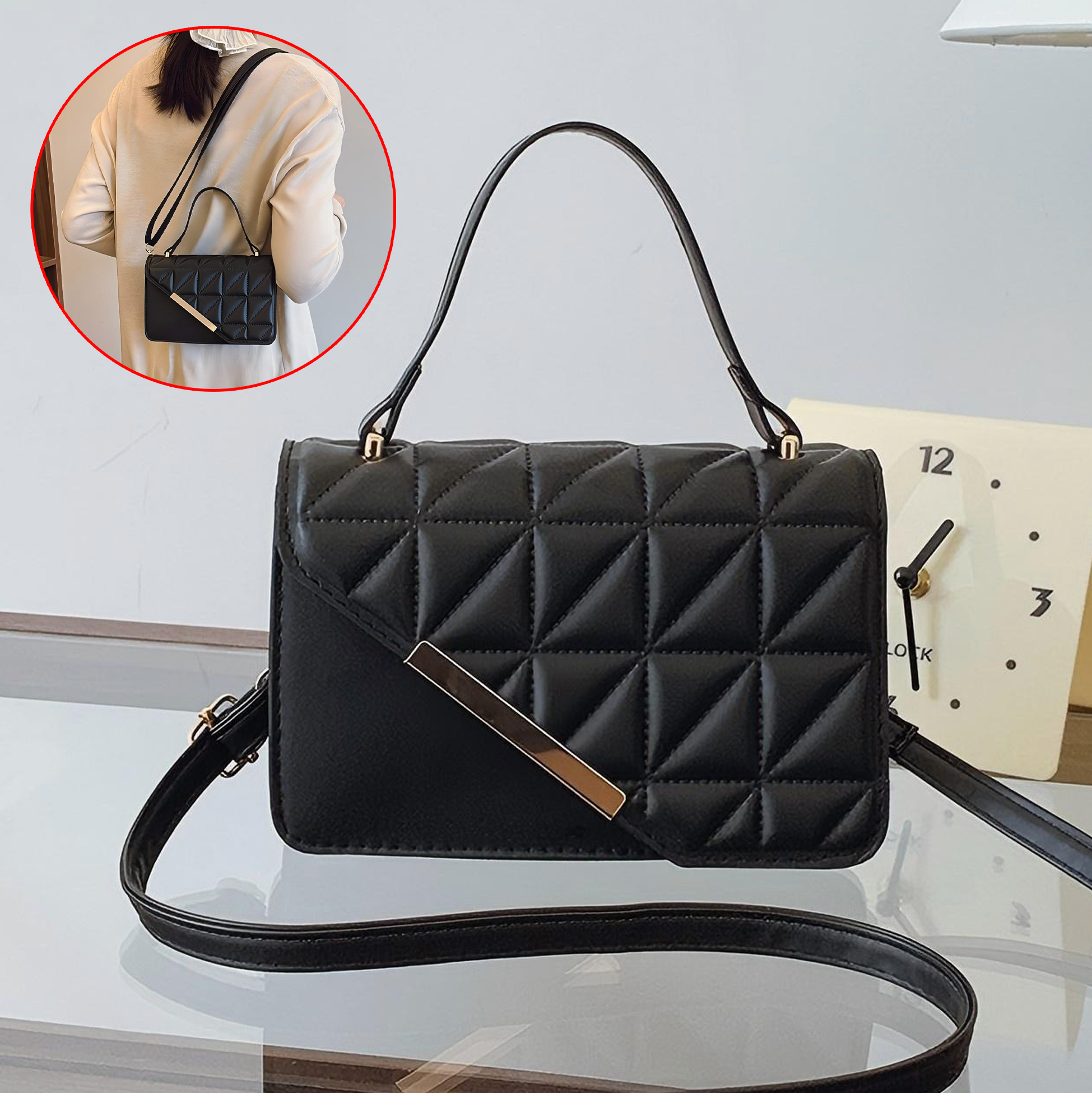 PU Leather Quilted Handbag