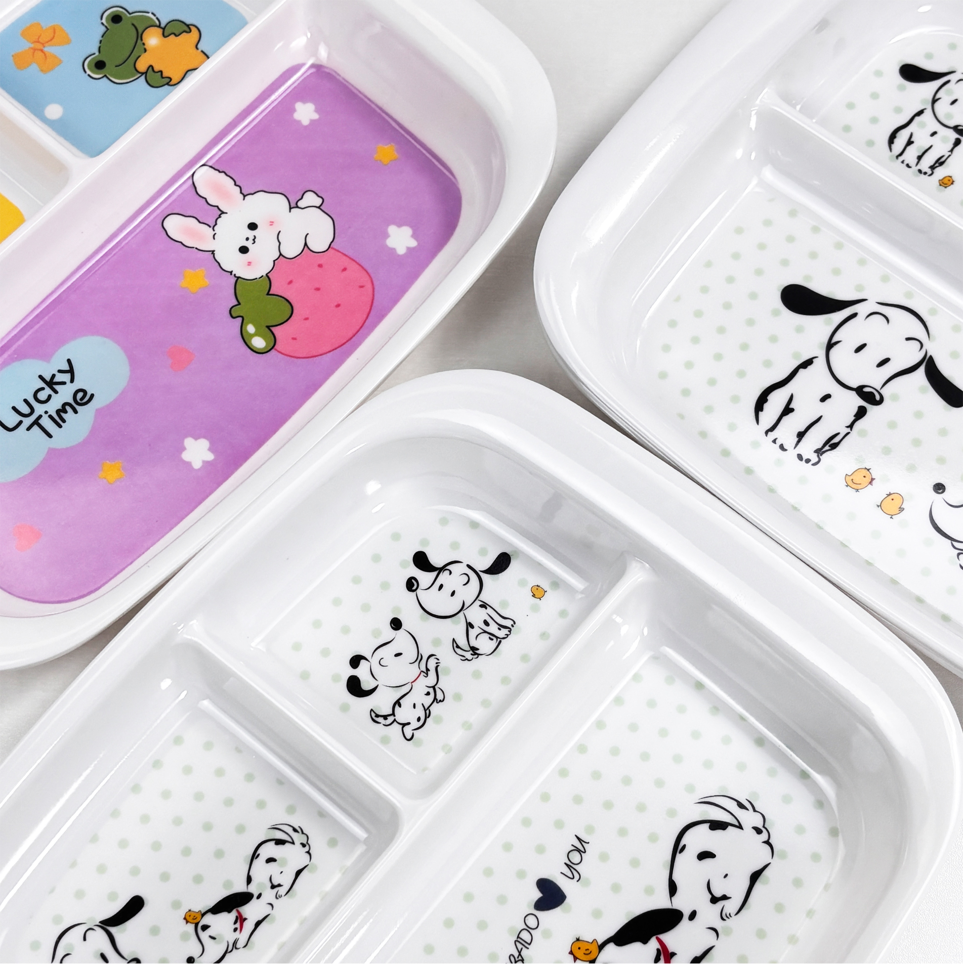 Kids' Melamine Divided Plate with Cute Cartoon Design