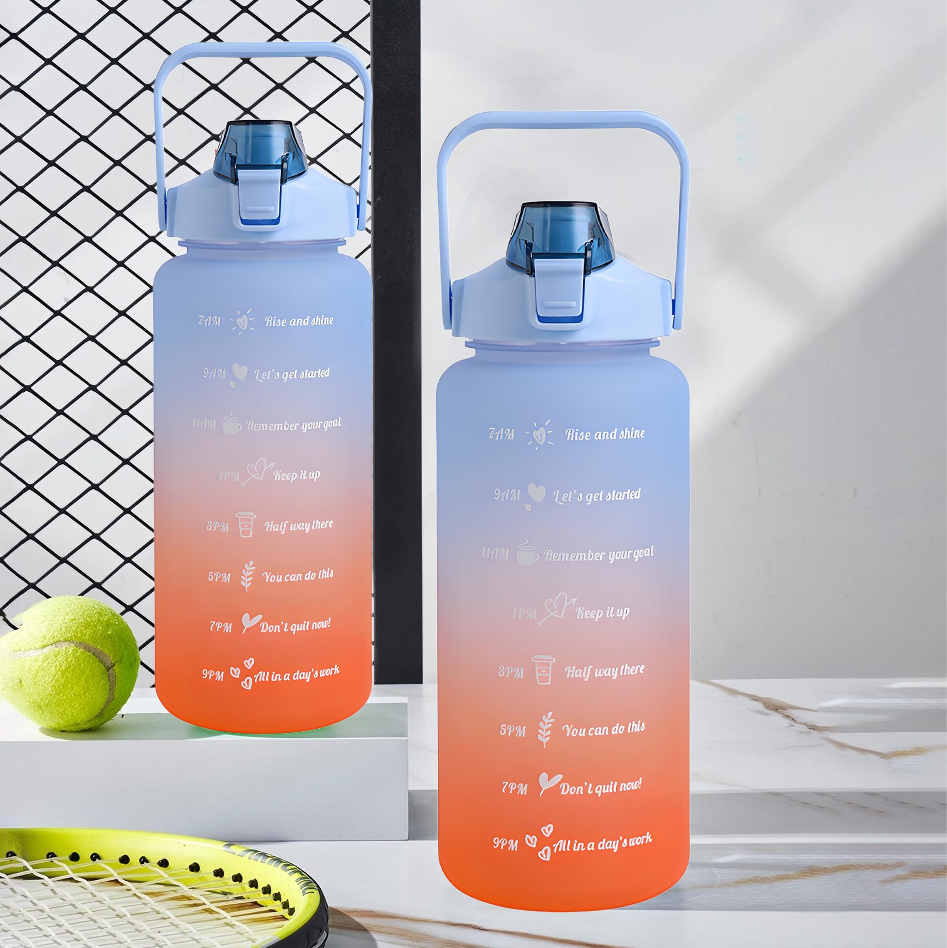 2L Large Capacity Motivational Water Bottle