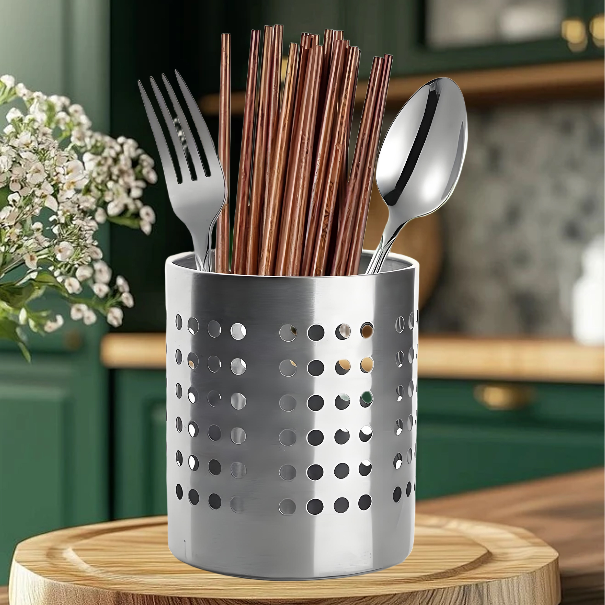 Stainless Steel Perforated Utensil Drainer