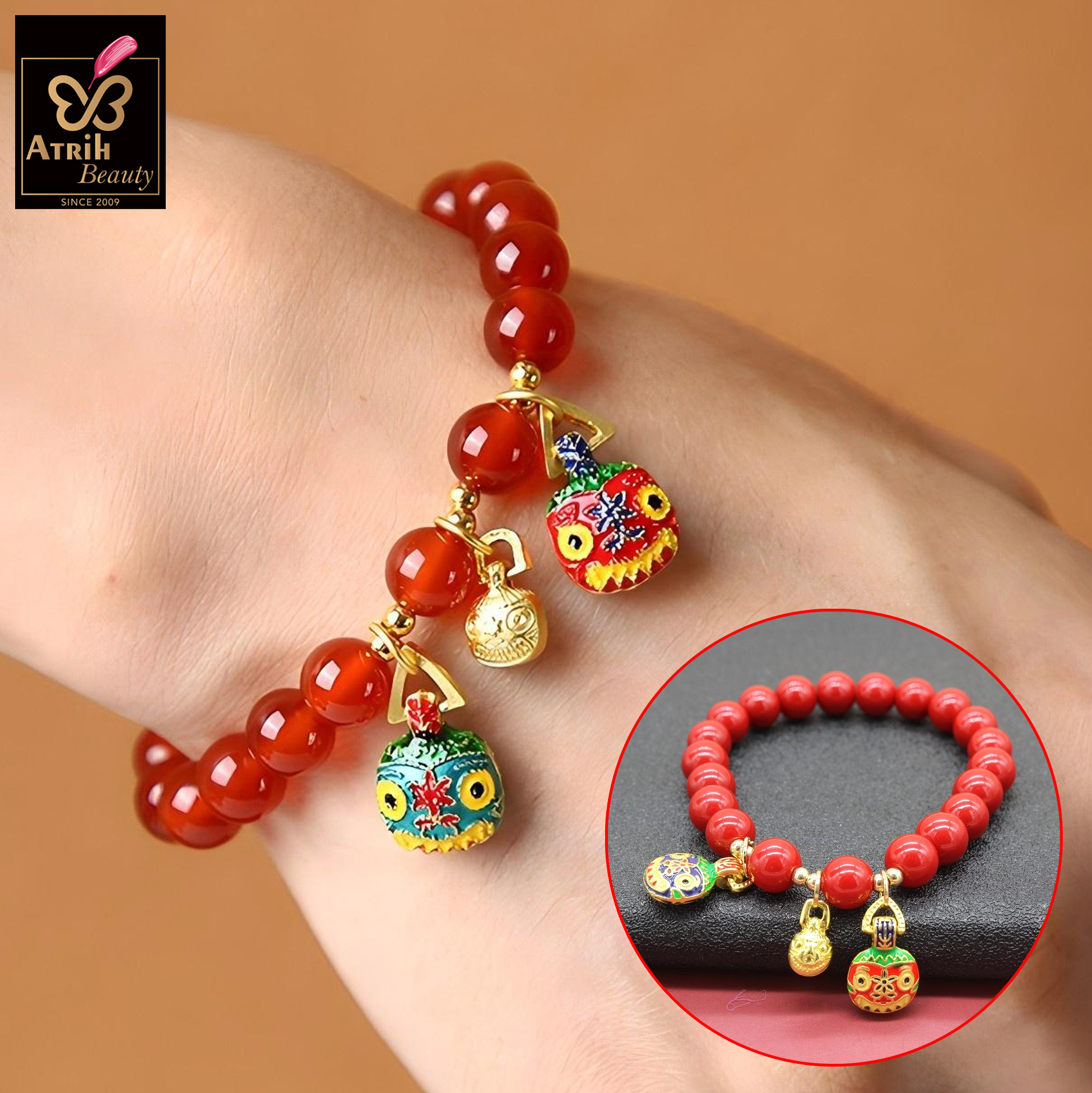Red Agate Bead Bracelet