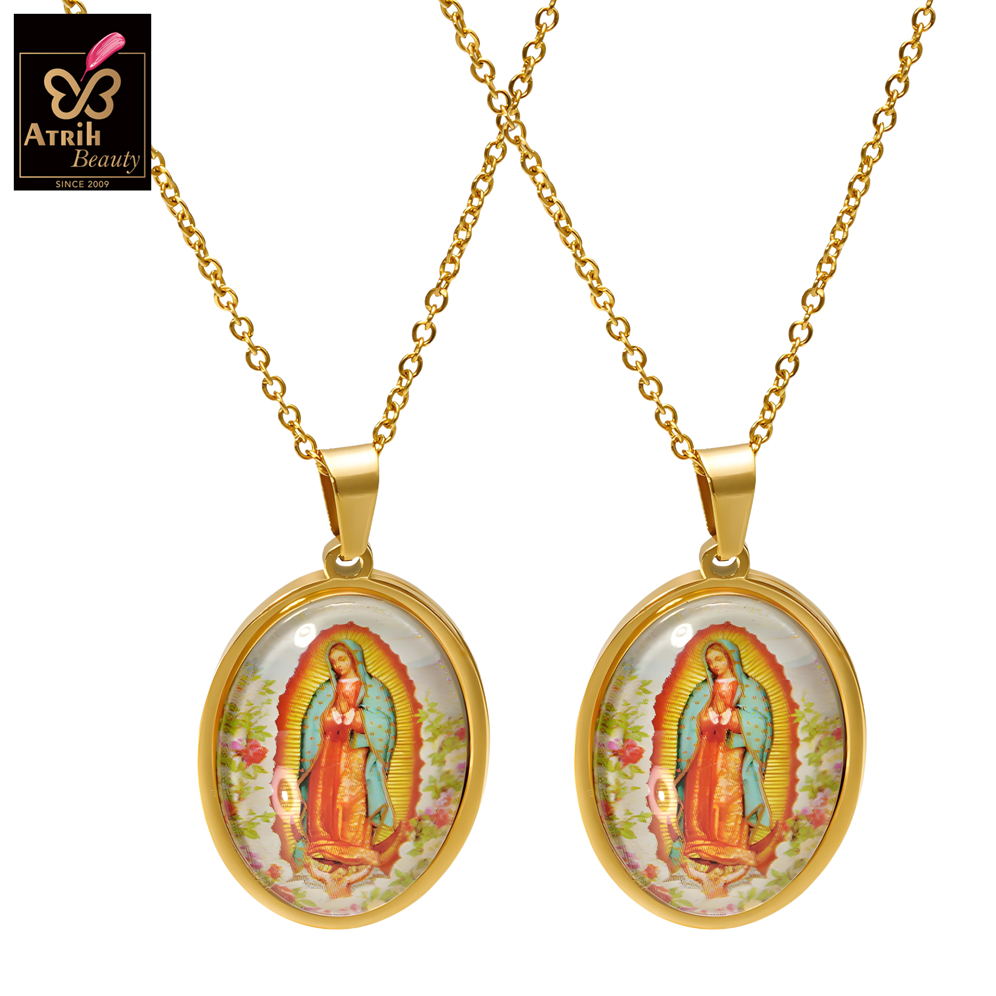 Gold Plated Our Lady of Guadalupe Pendant Necklace