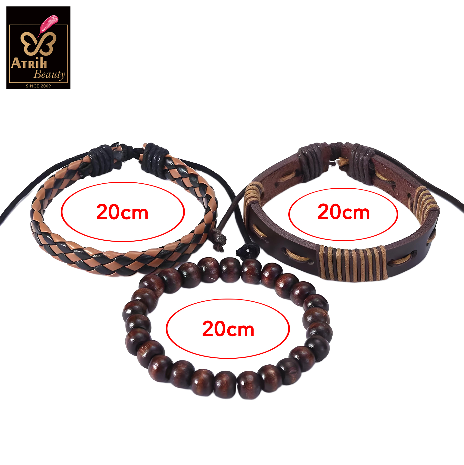 Handmade Wooden Bead And PU Bracelet
