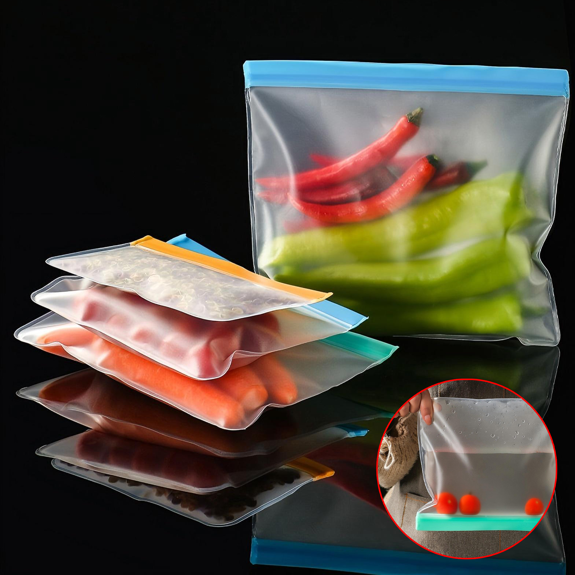 3 Piece Set of PEVA Food Storage Bags