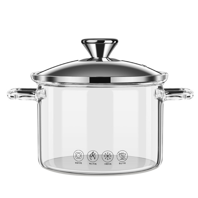 Clear Glass Cooking Pot with Lid