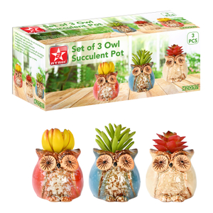 Set of 3 Owl Succulent Pot