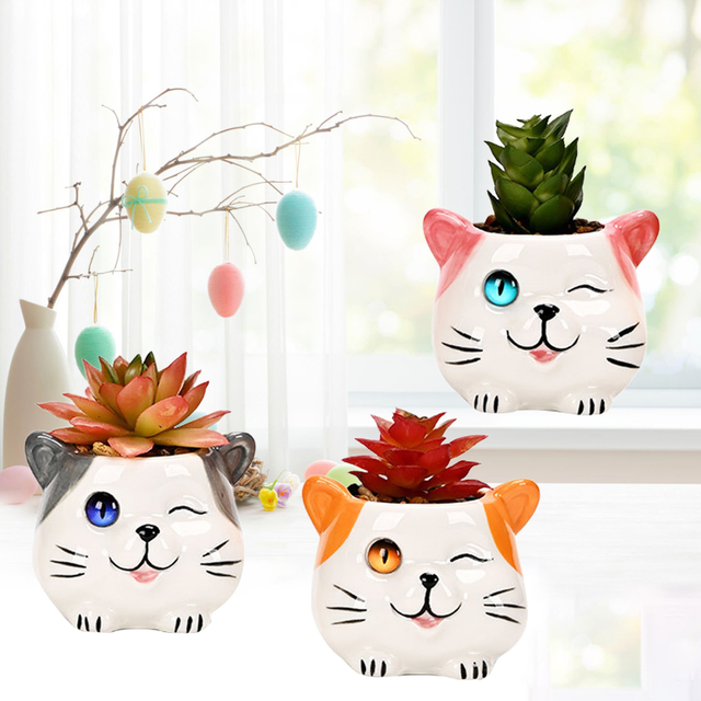 Set of 3 Cat Succulent Pot
