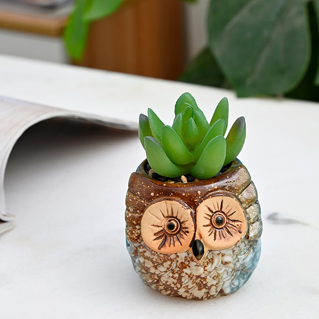 Set of 3 Owl Succulent Pot
