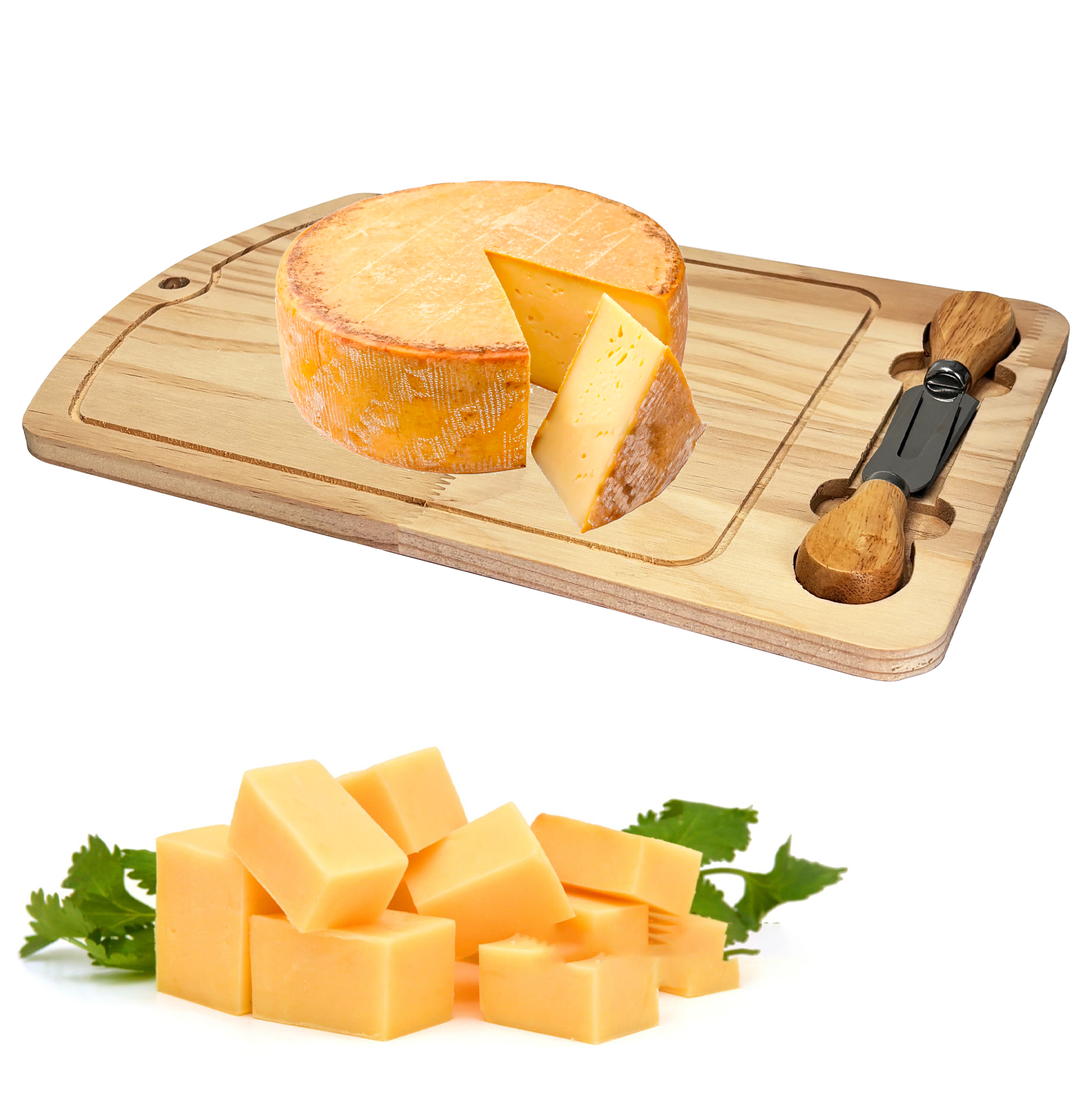 Wooden Cheese Board with Integrated Tool