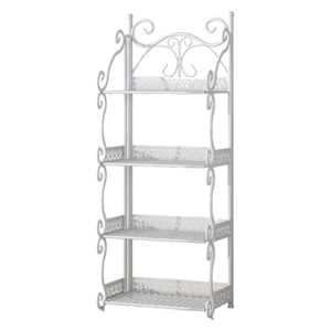 White Metal 4-Tier Storage Shelf