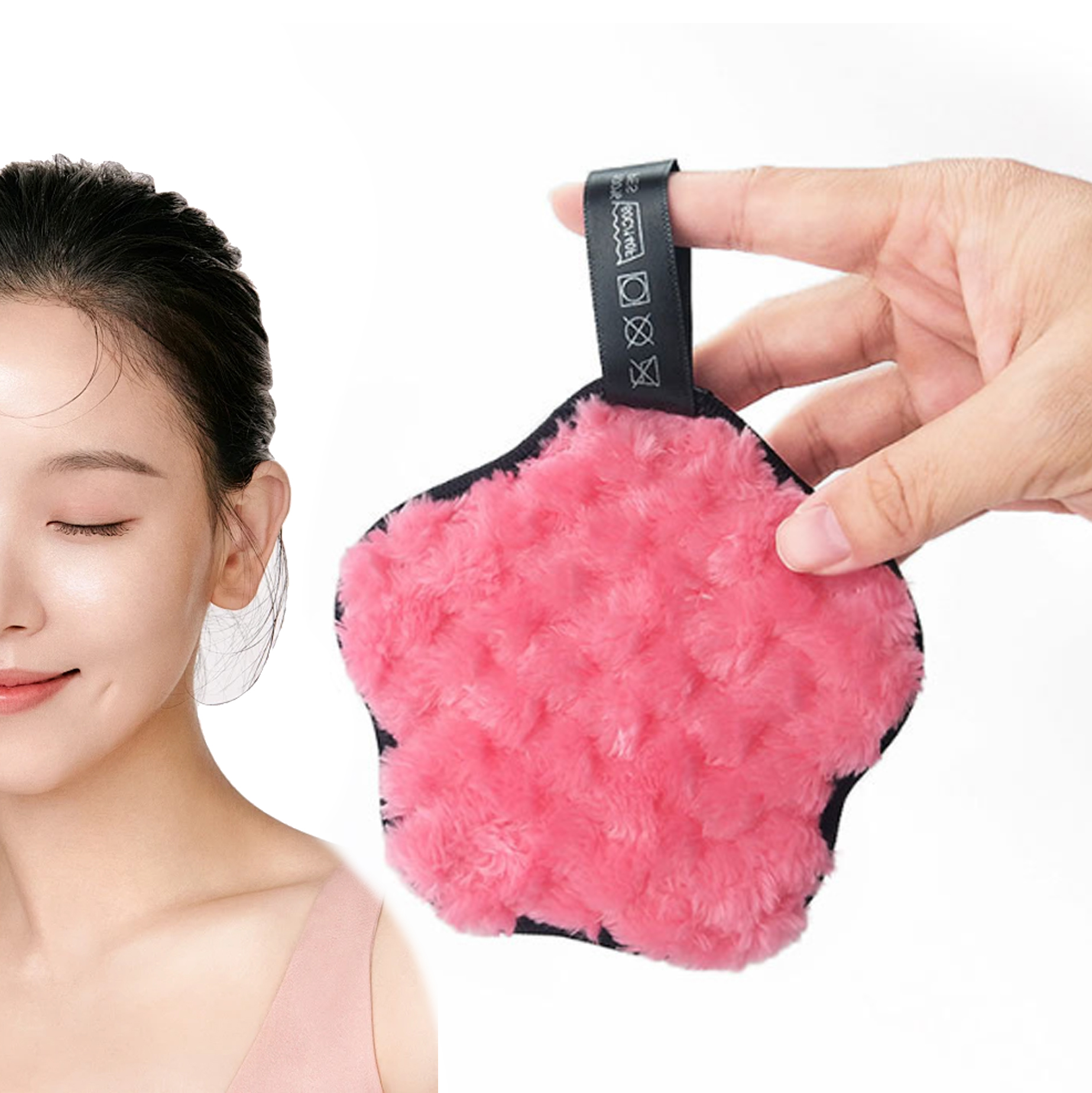 Set of 3 Flower-Shaped Plush Facial Cleansing Pad