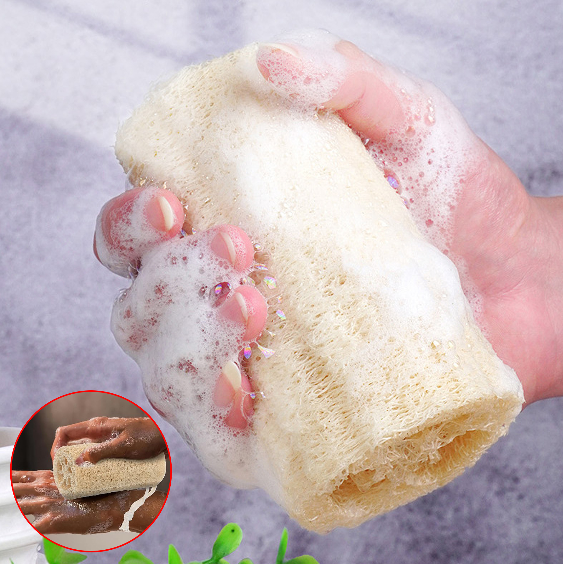 Natural Loofah Cylinder Bath Sponge