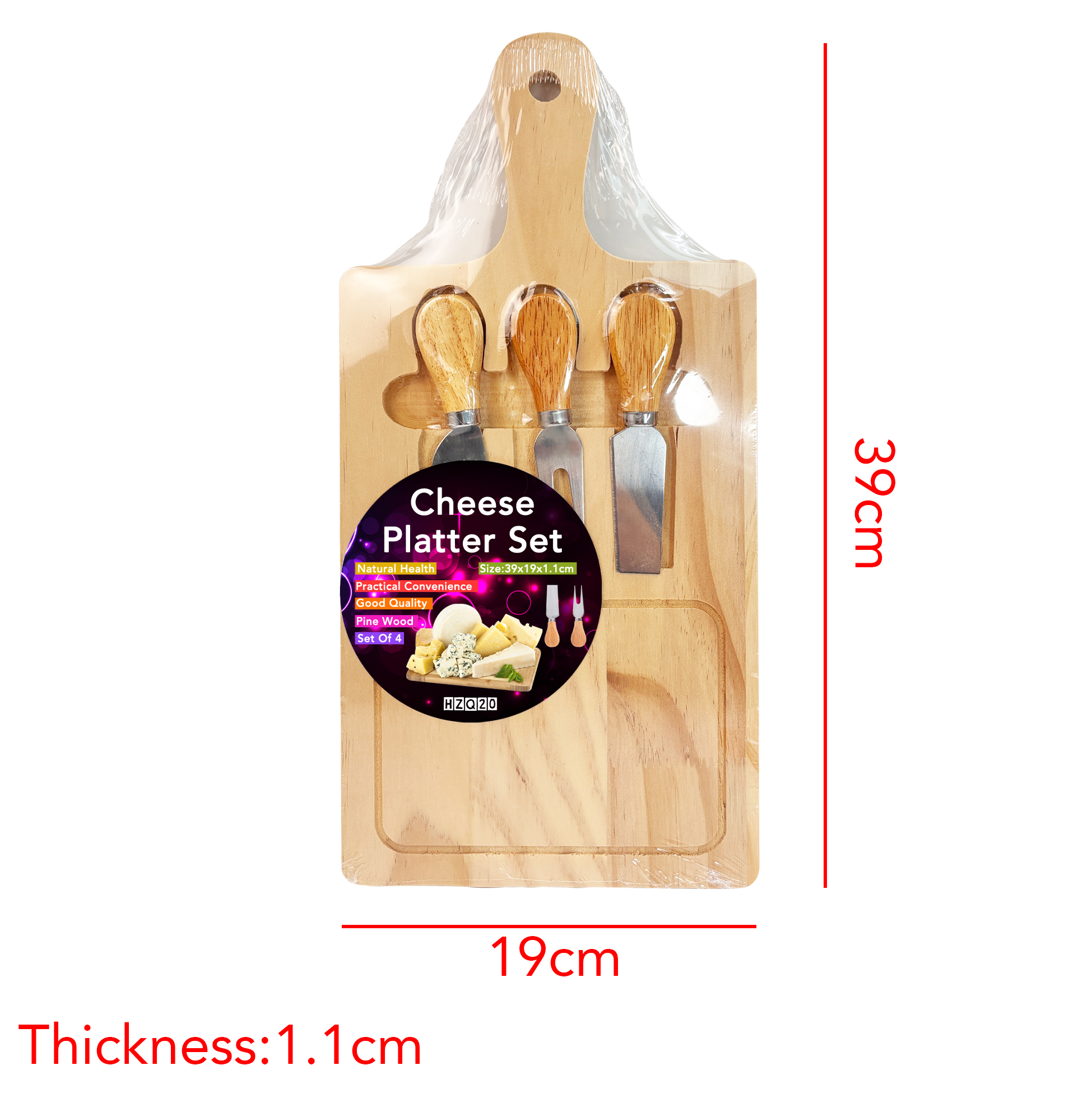 Wooden Cheese Board Set with 3 Tools