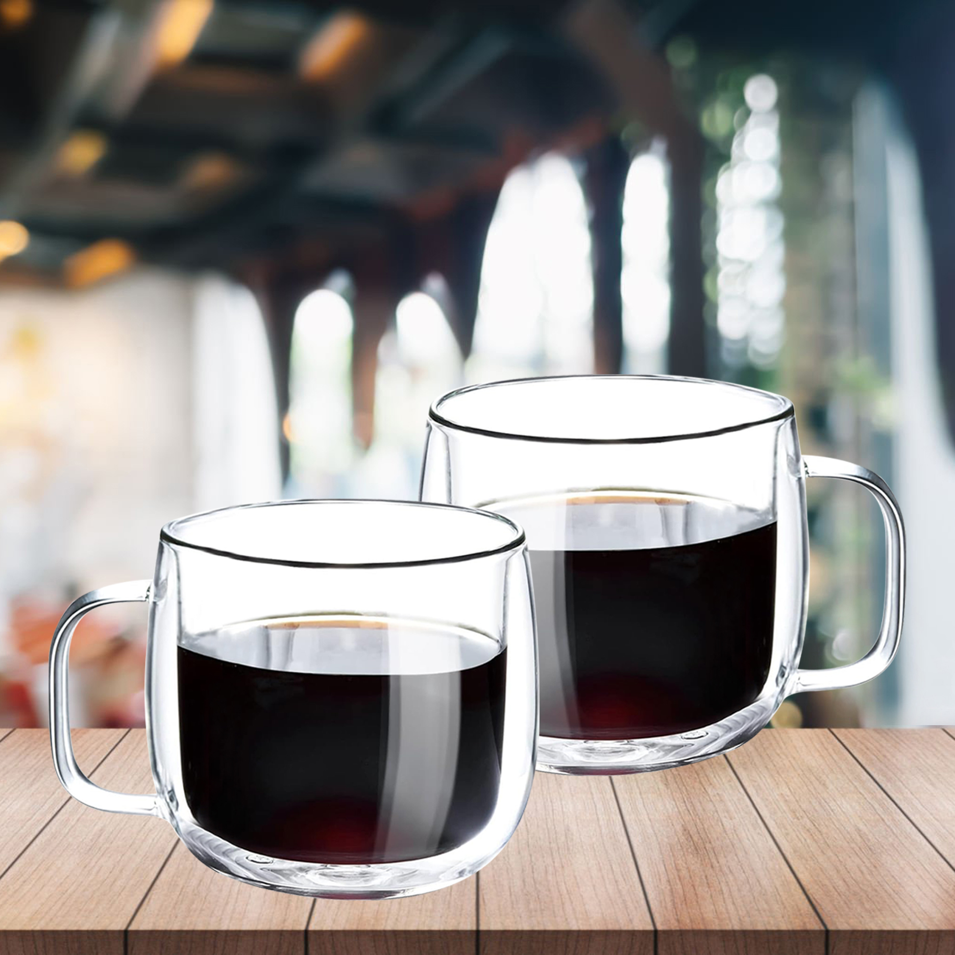 530ml Double Walled Glass Mug with Ergonomic Handle