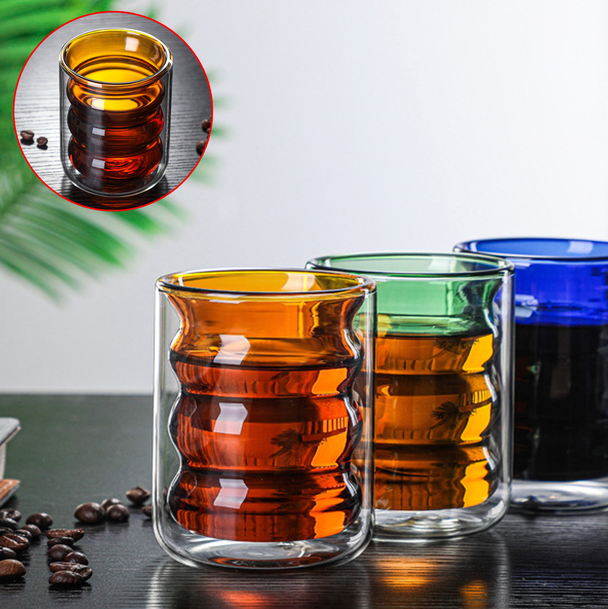 200ml Double Walled Wavy Glass Cup