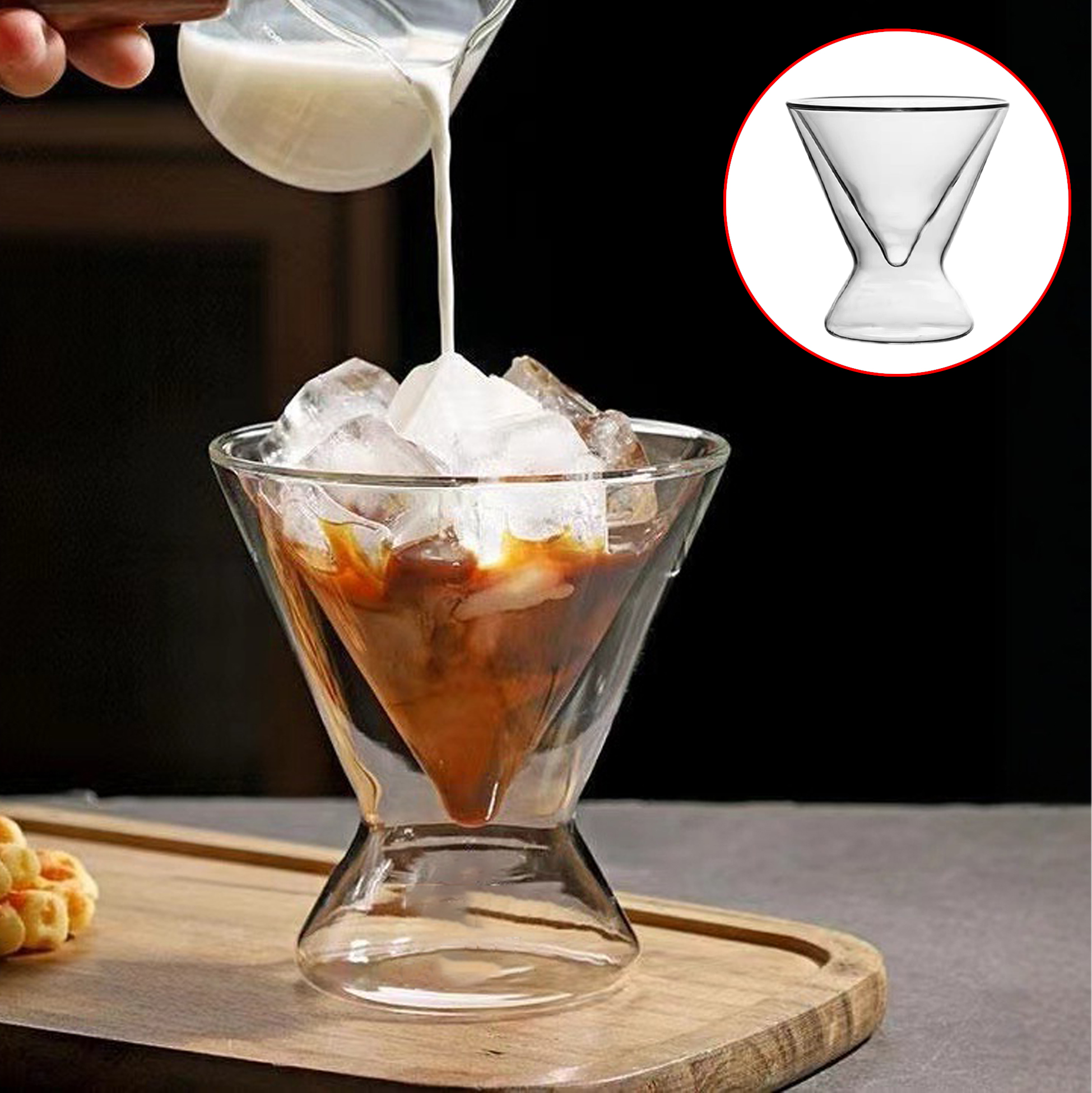 180ml Double Walled Inverted Pyramid Shaped Glass