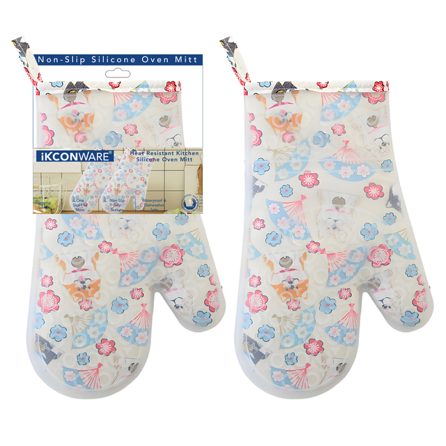 Floral Patterned Silicone Oven Mitt