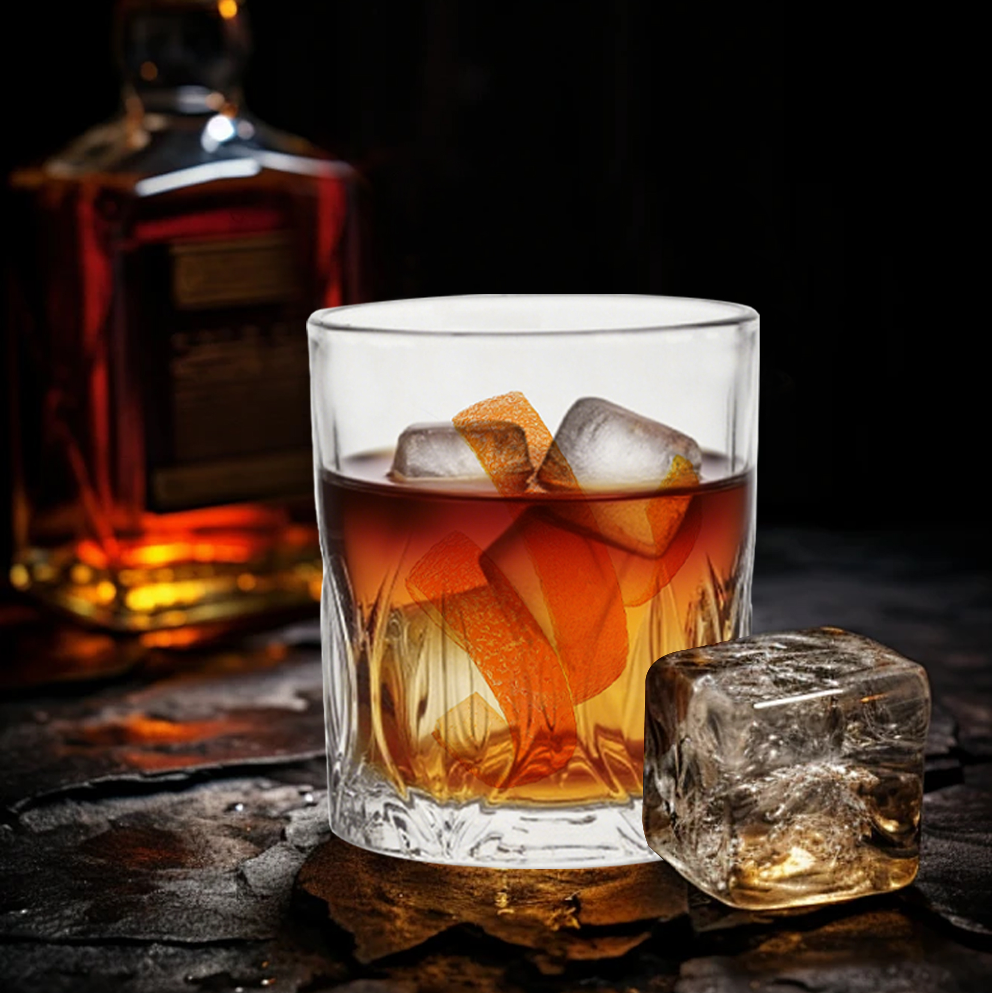 6-Piece Crystal-Cut Whiskey Glass Set