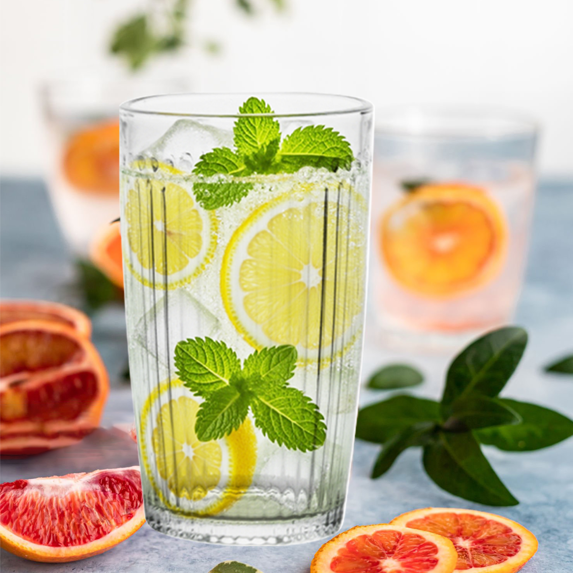 6-Piece Ribbed Glass Tumbler Set