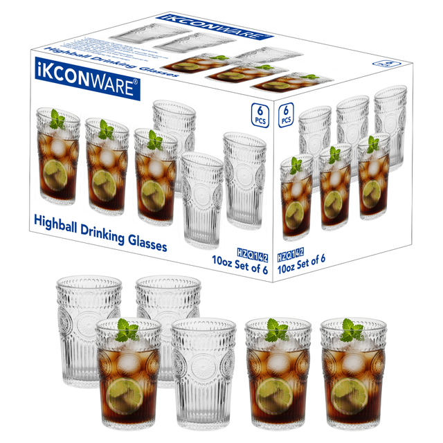 6-Piece Embossed Vintage Glass Tumbler Set