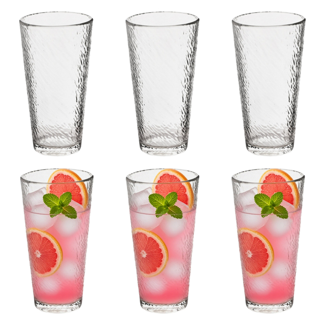 6-Piece Hammered Highball Glass Set