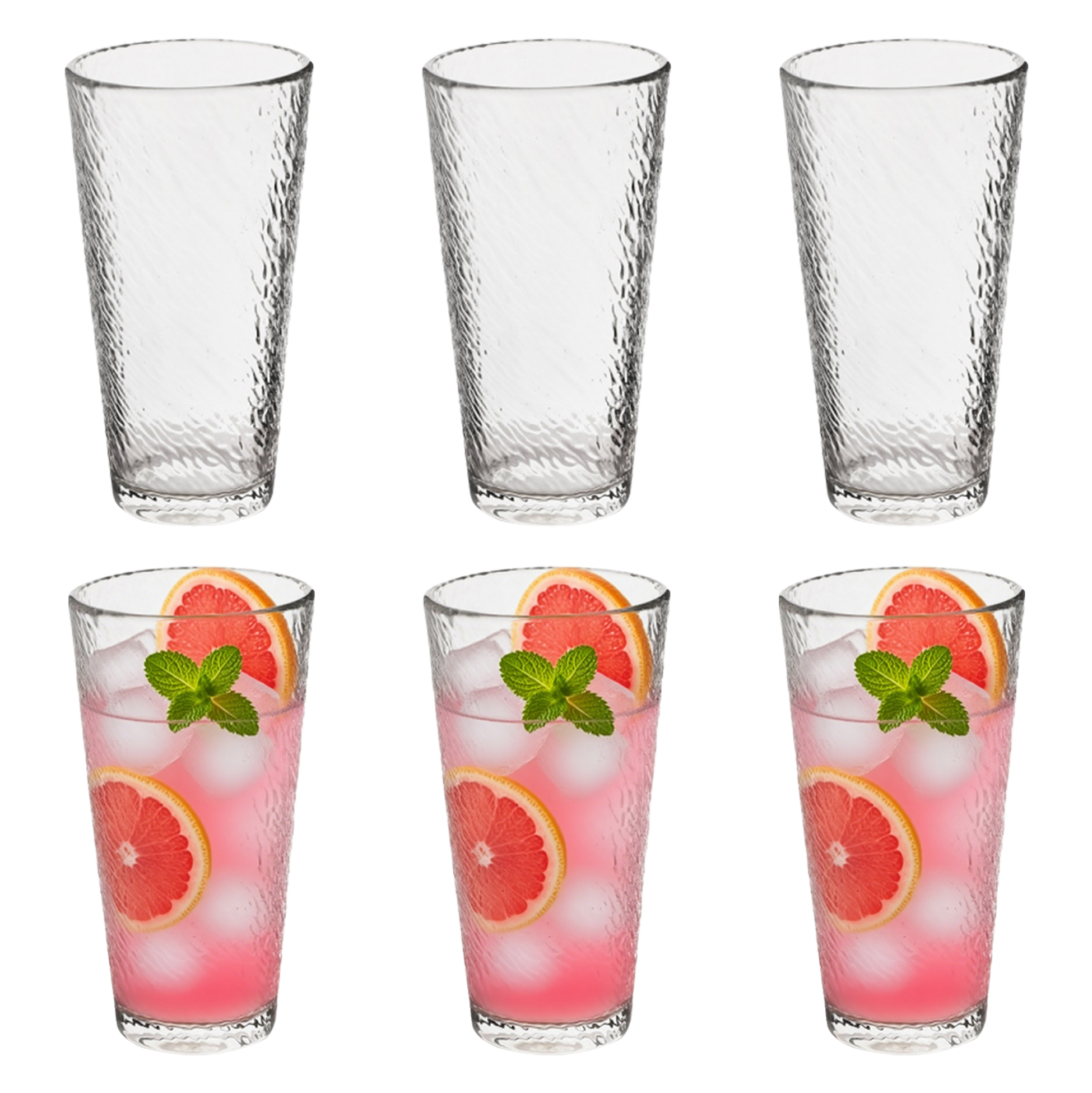 6-Piece Hammered Highball Glass Set