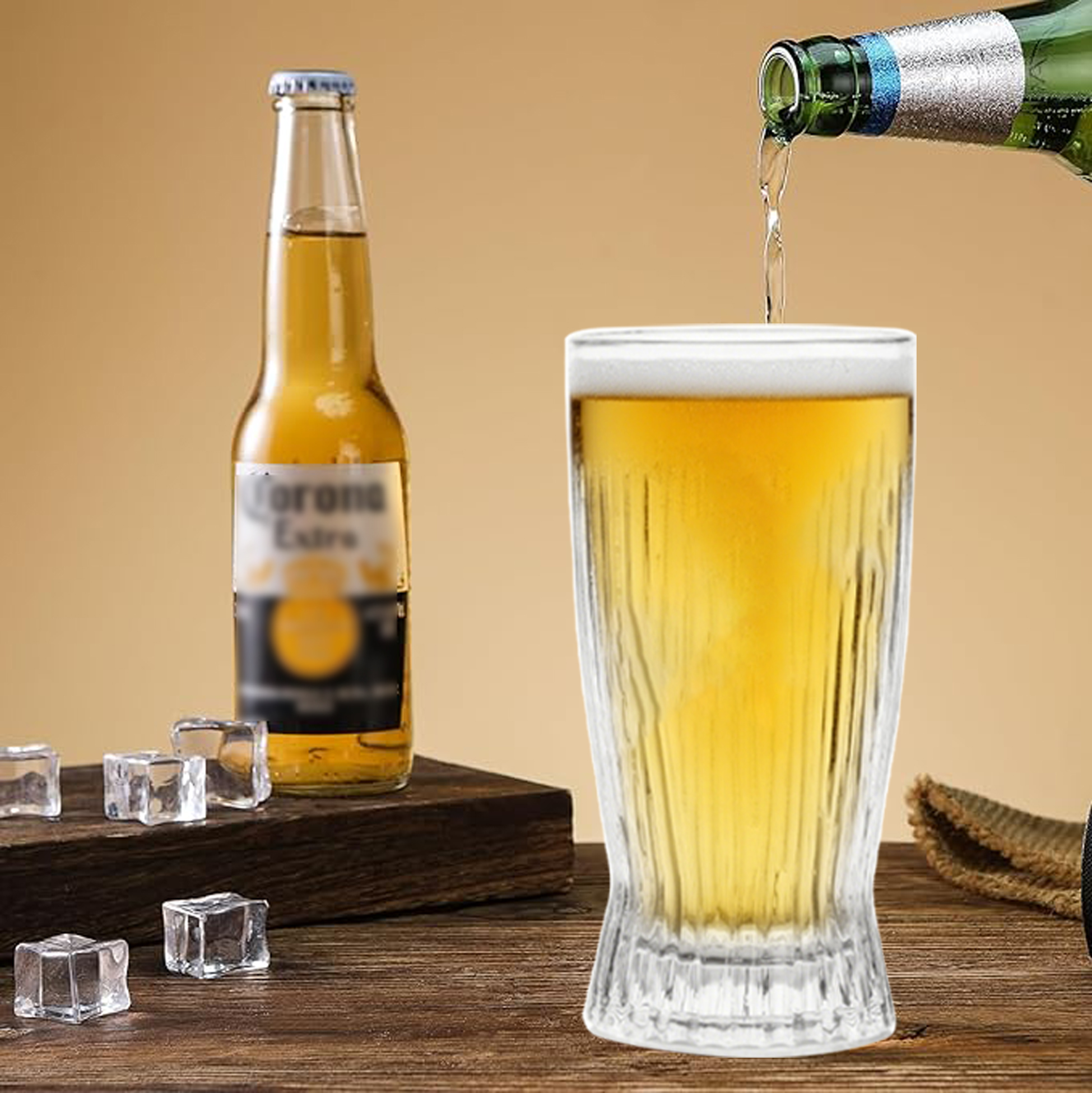 6-Piece Ribbed Beer Glass Set