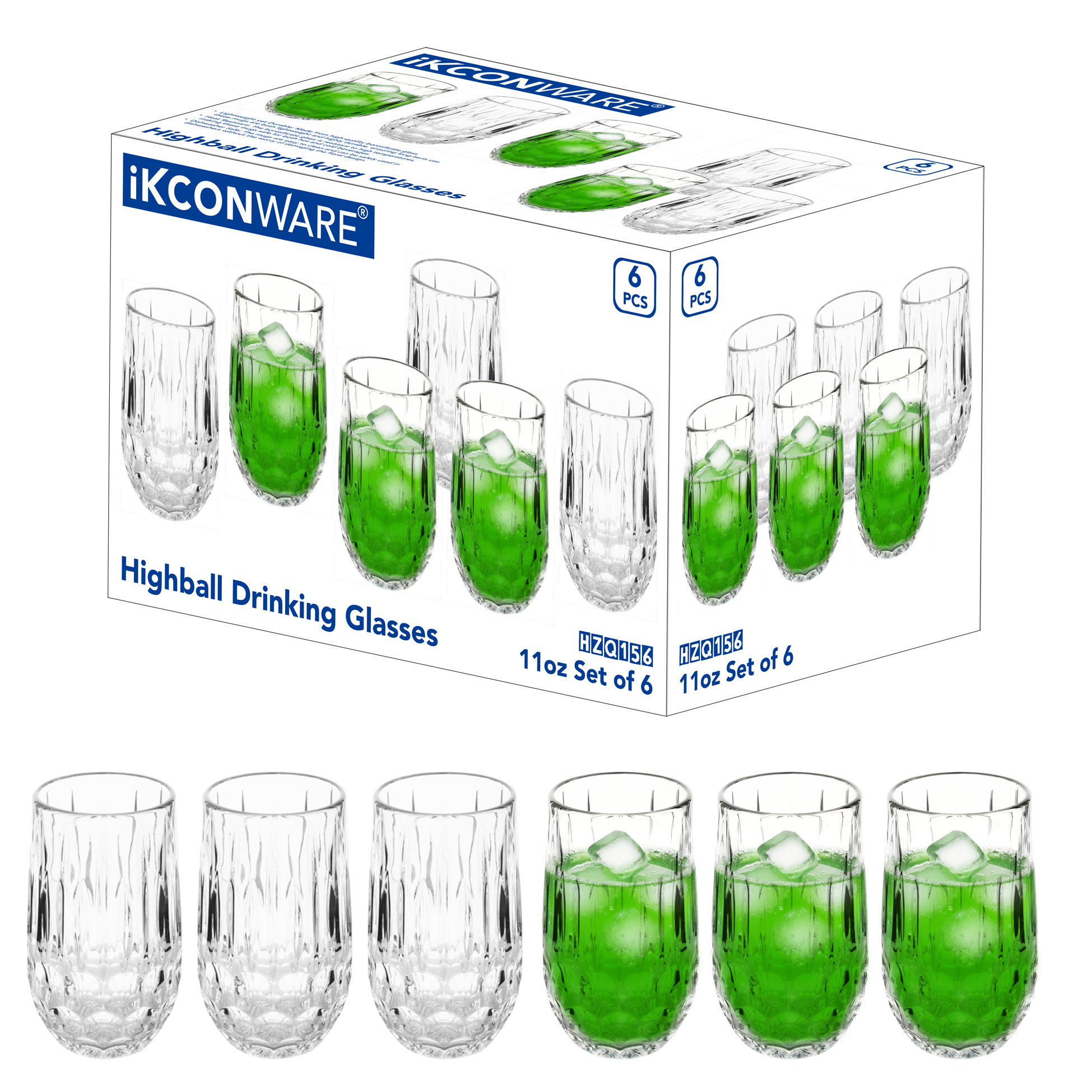 6-Piece Textured Crystal-Clear Tumbler Set