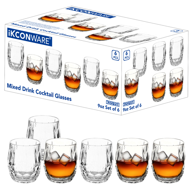 6-Piece Faceted Whiskey Glass Set