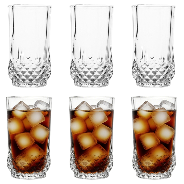 6-Piece Diamond-Base Highball Glass Set
