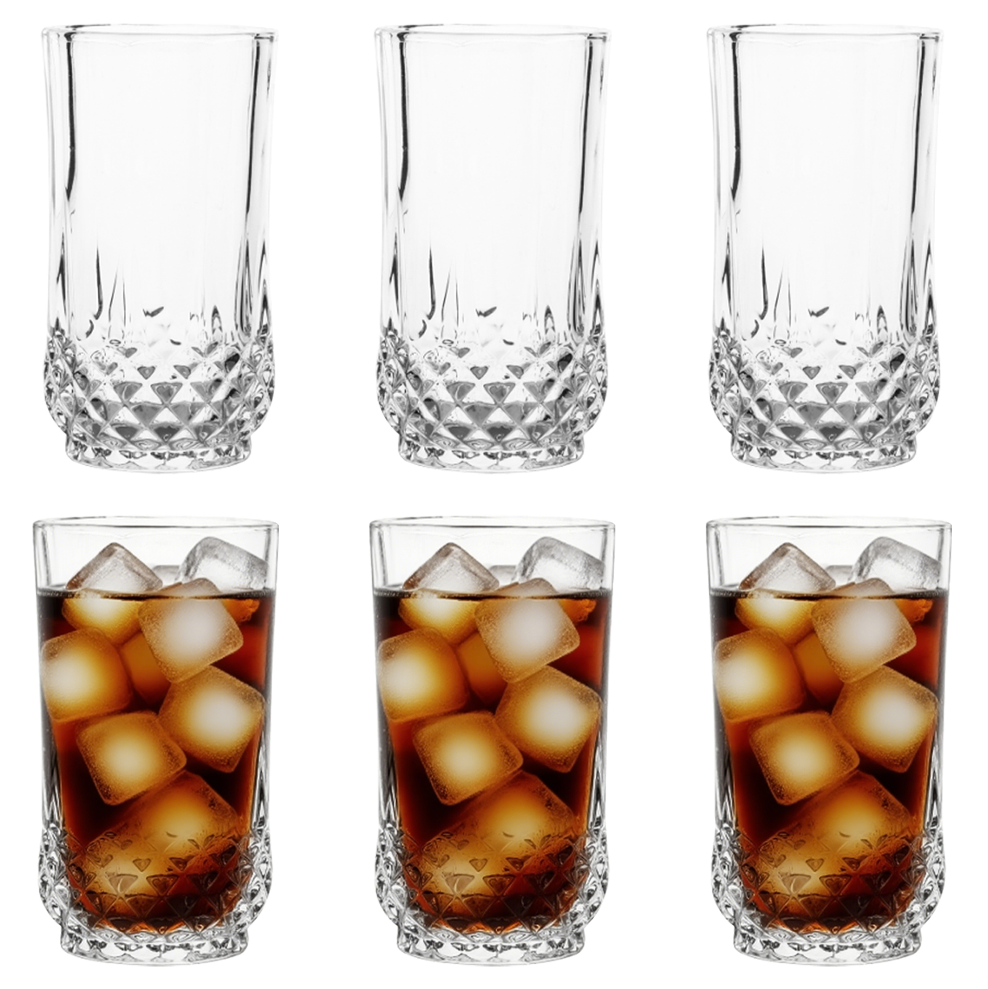 6-Piece Diamond-Base Highball Glass Set