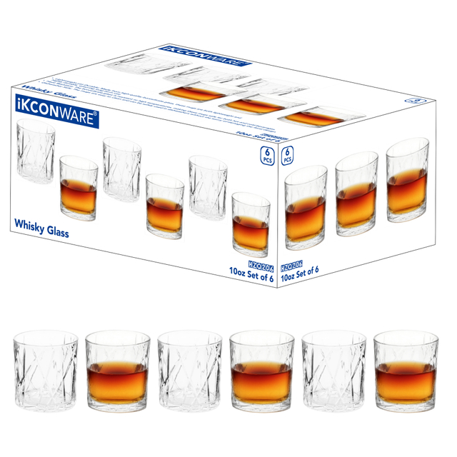 6-Piece Diamond-Cut Whiskey Glass Set