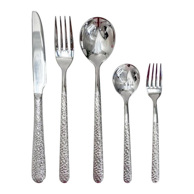 30-Piece Textured Silver-Plated Cutlery Set