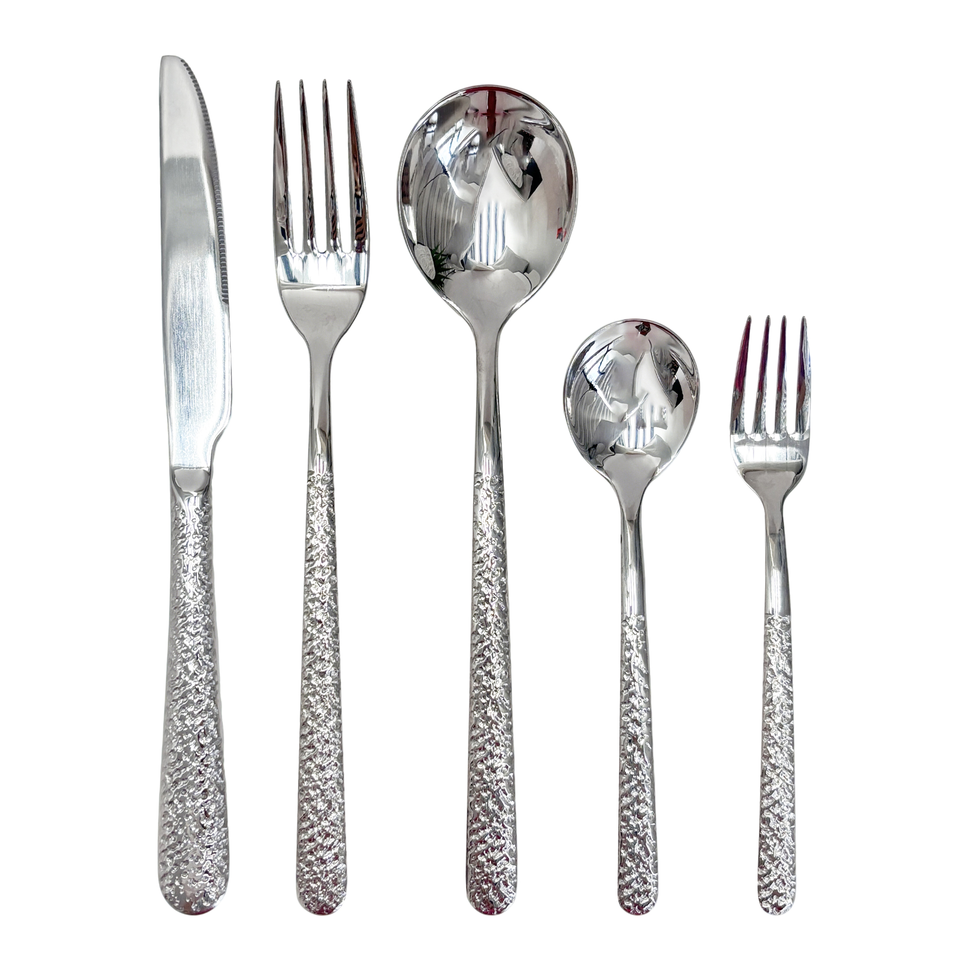 30-Piece Textured Silver-Plated Cutlery Set