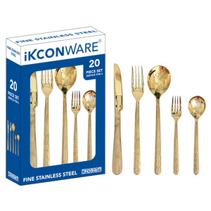 20-Piece Hammered Gold Cutlery Set