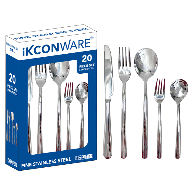 20-Piece Mirror-Finish Stainless Steel Cutlery Set