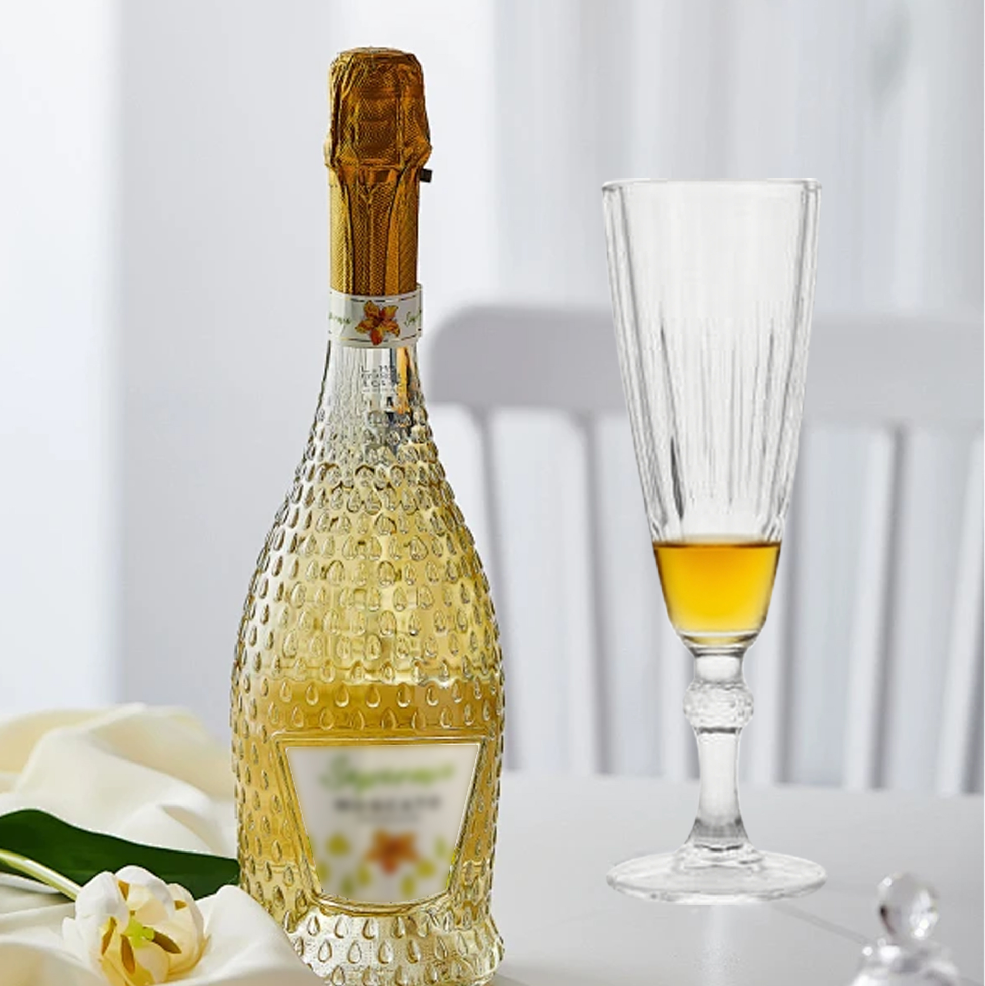 6-Piece Ribbed Champagne Flute Set