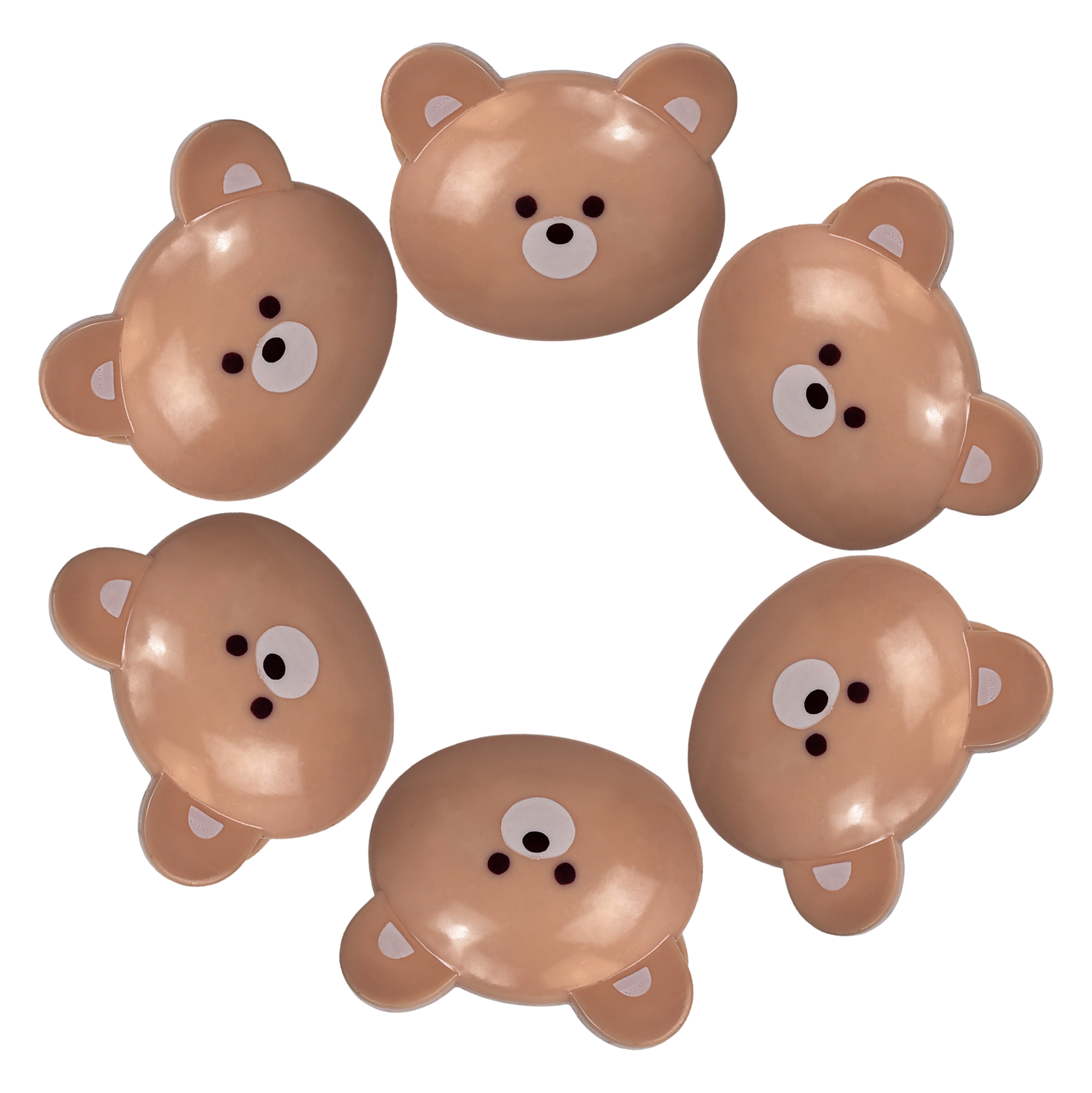 Brown Bear-Shaped Plastic Clip Set of 6