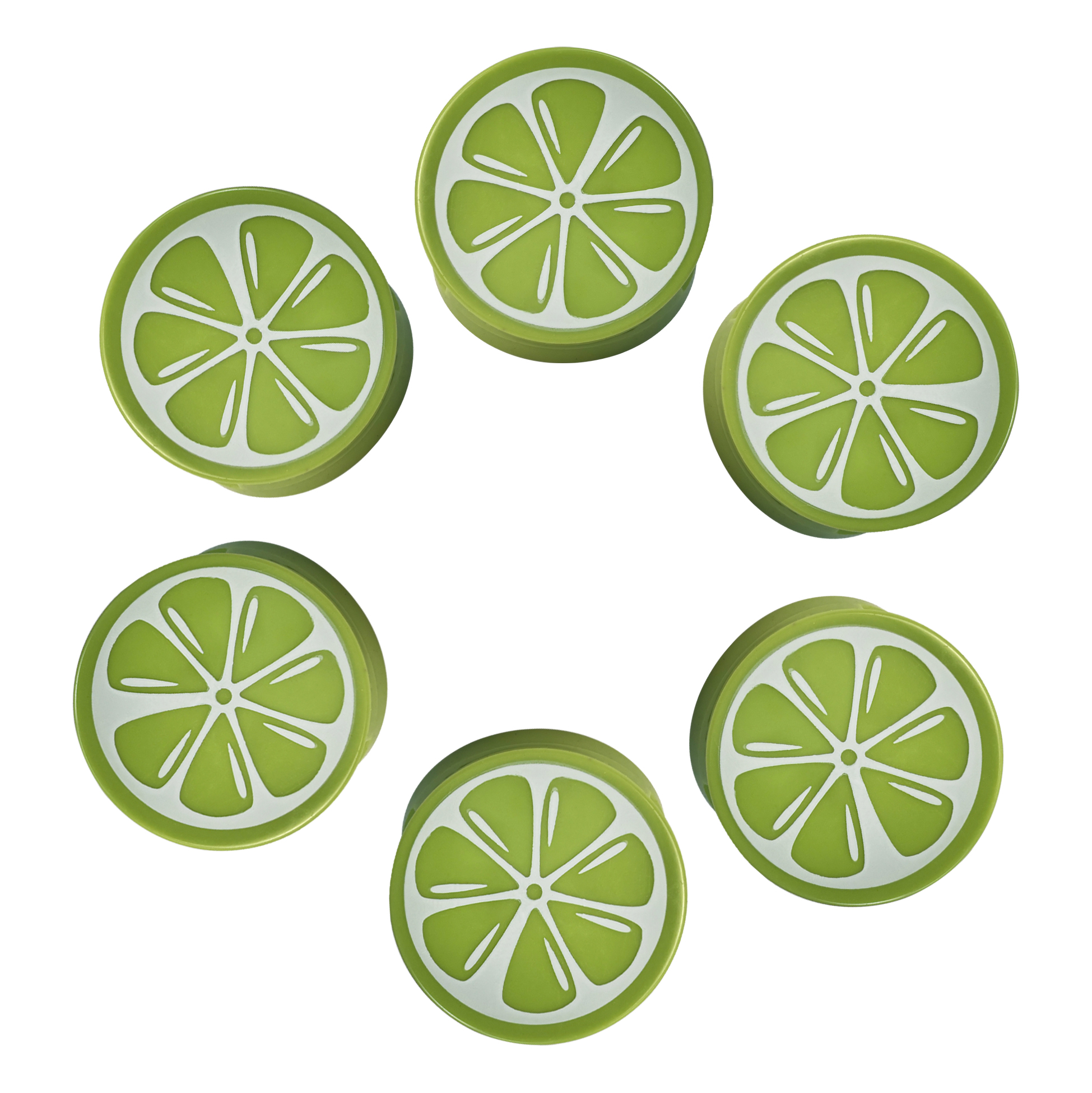 Lime-Pattern Plastic Clip Set of 6
