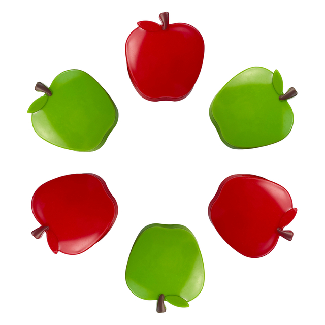 Apple-Shaped Plastic Clip Set of 6